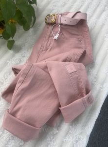 Pink Straight Leg Jeans Loose Slimming Harem Pants Spring Summer Womens High Waist Denim Shorts Nine Points Dad Pants