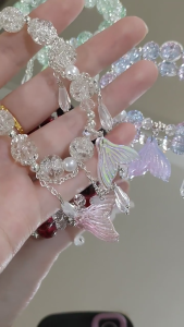 OR🧸 Gelang Ekor Ikan Kristal Gaya Hutan/Gelang Manik Kaca Warna-warni/Gelang Sederhana Manis COD