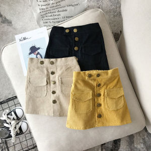 Pocketed Corduroy A-line Skirt