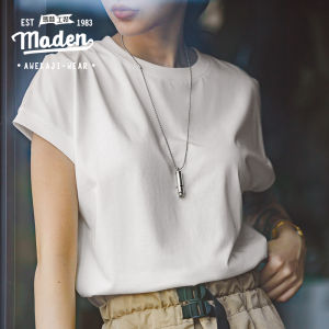 MADEN แบรนด์ Workwear 2024ฤดูร้อนใหม่เสื้อผู้หญิงเสื้อผ้าไหมน้ำแข็งเปิดไหล่พื้นแขนสั้นฤดูร้อนเท่ๆเสื้อยืดคอรอบเย็นทรงหลวมบาง