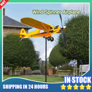 กังหันลม 3D สปินเนอร์เครื่องบินพวงกุญแจโลหะรูปเครื่องบินสภาพอากาศหลังคากลางแจ้งอุปกรณ์ตกแต่งสวนทิศทางลม