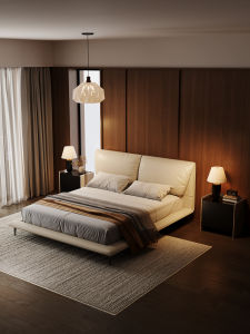 Modern Luxurious High-end Minimalist Italian Leather Bed