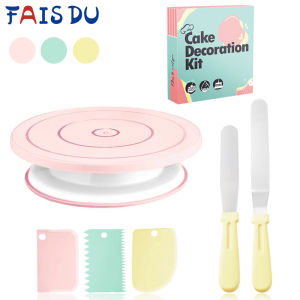 FAIS DU Macaron Rotating Cake Turntable Upgraded Revolving Cake Stand Cake Decorating Kit Bake Pastry Turntable Kit For Kitchen