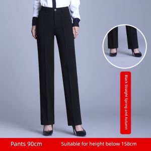 Slim Fit High Waist Stretchable Womens Business Pants Spring Summer Straight Leg Nine Point Trousers No Ironing Required