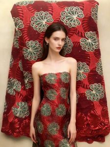 Vải Ren Cotton Châu Phi Chất Lượng Cao Ren Voan Thụy Sĩ Dành Cho Váy Cưới Nữ Thiết Kế Đá Nigeria 2025