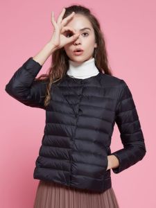 New Lightweight Cotton Jacket Womens round Neck Warm Short V-neck Inner Wear No Collar Thin Outerwear Loose Fit China 2024 Autumn Zipper