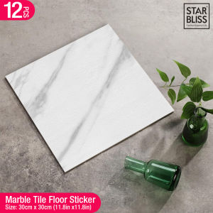 12pcs 30x30cm PVC Marble Wall Sticker Self-Adhesive Thickened Tile Sticker Bathroom Waterproof Floor Sticker Kitchen Home Decor