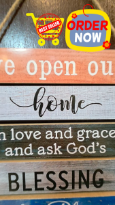Home Blessing | Love | Trust Wall Hanging Wood Decor 25x25 cm (10in x 10in)