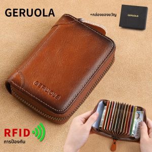 ผู้ถือบัตรหลายช่องหนังแท้ความจุขนาดใหญ่ของผู้ชายพร้อมกล่องใส่ใบขับขี่ การออกแบบสีไล่ระดับสีใหม่ การปิดกั้น RFID