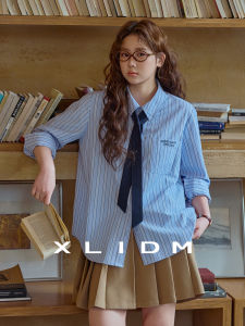 เสื้อเชิ้ตผู้หญิงไซส์ใหญ่ XLIDM ทรงหลวม แขนยาว ปกเสื้อแบบถอดได้ ปักลาย ทรงเข้ารูป สไตล์ลำลอง ฤดูใบไม้ผลิ 2025