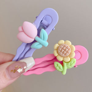 【Bosuer💛COD】Klip Bebek Bunga Lucu Buram Jepit Rambut Tulip Warna Permen Aksesori Rambut Manis