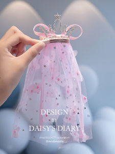 Princess Crown Hair Accessory for Girls Birthday Butterfly Knot 3D Headwear Toddler Girl Hair Clip Childrens Party Hat