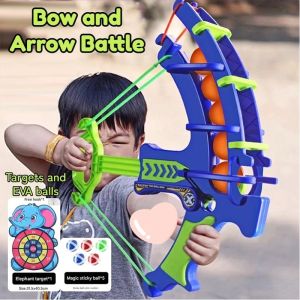 Kids Bow and Arrow Toy Sticky Ball Soft Dart Crossbow Safe Shooting Toy for Boys Girls
