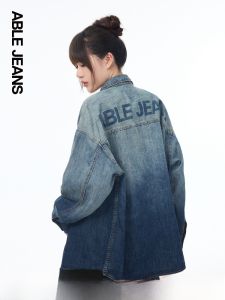เสื้อเชิ้ตยีนส์ ABLE JEANS ทรงหลวมแขนยาวคอปกปิด ผสมผ้าฝ้าย 100% ฤดูใบไม้ร่วง 2024 แฟชั่นผู้หญิง