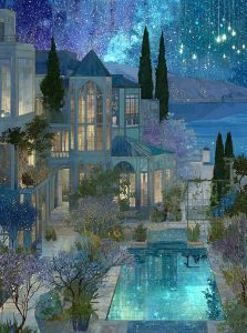 KAYOU | Acrylic Paint By Numbers Night Glass Garden Oil Painting Package Art Picture For Bedroom Wall Adults Hand Painted Unique Gift