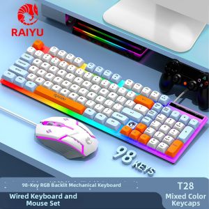 RAIKU | RGB Backlit Suspended Keys Keyboard Mouse Set Wired USB for Gaming and Office T28