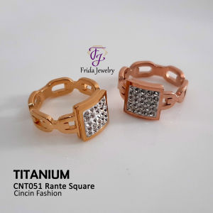 Cincin Titanium Kotak Plat mata Mewah Elegan Anti Karat Perhiasan fashion Import Premium cnt051 gthm