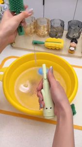 3 in 1 Non-Scratch Baby Milk Bottle Cleaner Silicone Brush Set Tumbler Pacifier Brush Straw Brush Multifunctional Brush