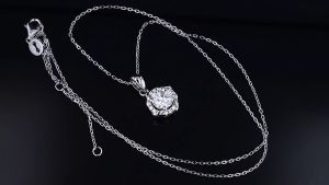 1ct Kalung Moissanite Necklace S925 Sterling Silver Kalung Berlian Klasik Empat Daun Semanggi warna D
