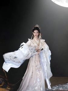 Original Hanfu Embroidered Womens Style Revised Wei Jin Style Super Fairylike New Model Summer Cotton Casual Loose Waist