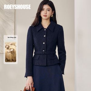 Roey s house | Áo Khoác Tweed Ngắn Elegance Phong Cách Doanh Nhân Dáng Ôm