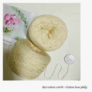 Yarn - Sợi Cotton 100% hoa phẩy - Sợi chập - Sợi mùa hè (Màu da trắng và xanh)