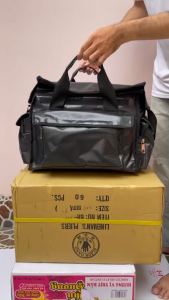 Túi đơn ngang đựng đồ nghề dụng cụ vải bạt dày chống nước 40x20x30cm đen can 20 lít dành cho điện lực viễn thông