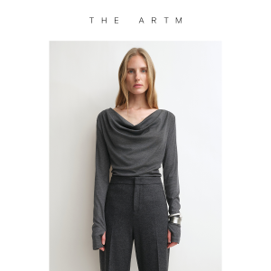 Slow Luxury Cashmere Dropped Neck Saddle Shoulder Relaxed Elegant Knit Top