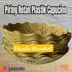 Piring Plastik Rotan capuccino