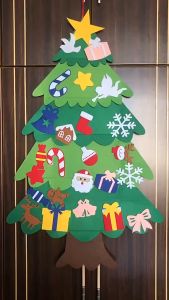 DIY รู้สึกชุดต้นคริสต์มาสพร้อมไฟ LED String (5 เมตร) ถอดตกแต่งเด็กของขวัญคริสต์มาสตกแต่งบ้าน