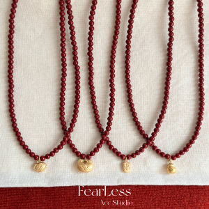 Fearless New Chinese Style Necklace Womens Beaded Pendant Clavicle Chain Red Vermilion  out Design Fashion Jewelry