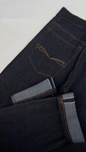 Celana Jeans Pria Raw Denim Selvedge Accent Reguler Black Indigo 0riginal