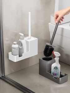 Wall-Mounted Toilet Brush No Dead Angles Household No Punching Shelf Luxury Trendy Metal Durable Toilet Cleaning Tool