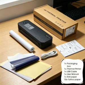 Máy In Nhiệt Không Dây Đa Năng 2"-8.5" Dành Cho Tài Liệu Hình Xăm Nghệ Thuật In Ấn Hàng Ngày Kết Nối Bluetooth In Đen Trắng
