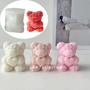 Small Rose Love Bear Candle Silicone Mold DIY Handmade Candles Plaster Soap Making Kit Valentines Day Gift Wedding Decoration