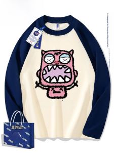 NASA Joint Name Pure Cotton American Fashion Brand Patchwork T-Shirt Male Autumn Simplicity Letter Print Loose Easiest for Match Long-Sleeve Blouse