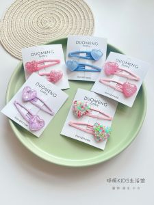 Cute Heart Shaped Baby Girl Hair Clips Side Bangs Princess Hair Accessories Childrens Fashion Accessories Baby Clothes