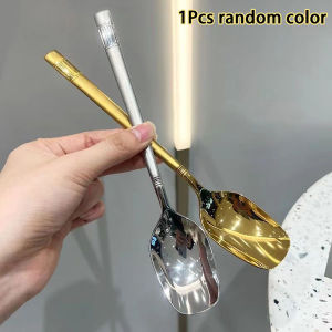 Long Handle Square Head Spoon Lantern Stainless Steel Watermelon Spoon Thickened Household Kitchen Supplies