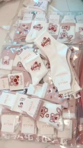 Đôi Tất Nữ Cao Cổ Họa Tiết Gấu Dâu Tây Màu Hồng Dễ Thương Sét 5 Đôi Tất Nữ Cổ Cao Tất Gấu Dâu Hottrend Tất Nữ Đẹp cao cấp