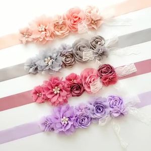 Fashion Lace Flower Belt Women Flower Girl Waistband Wedding Sashes Wedding Ribbons Rhinestones Belts Wedding Dress Belt