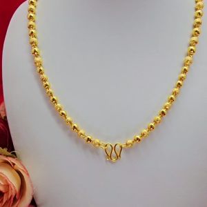 สร้อยคอทองลายเม็ดกลมสลับลายจิก ความยาว 26 นิ้ว งานสวย ใส่ได้ทุกโอกาส ทำจากทองเหลือง ชุบทอง ทองปลอม พร้อมส่ง