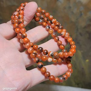 6.1mm Baoshan red white & natural black "skin" 3 colors 108 mala necklace/ multi loops bracelet 保山南红红白料带天然黑皮108念珠项链