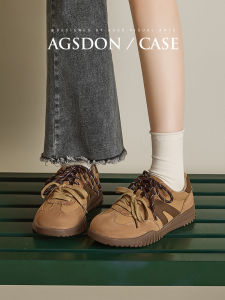 Womens Casual Sports Shoes Thick Bottomed Leather Dequan Fall Winter New Style Brown Shoes Comfortable All-Match Fashionable