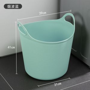 ถังเสื้อผ้าสกปรกพลาสติกแบบพกพา ถังใส่เสื้อผ้าใช้ในบ้าน ถังใส่เสื้อผ้าสำหรับจัดระเบียบและเก็บของ ถังเสื้อผ้าสกปรกแบบเคลื่อนที่