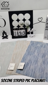 Socone 45×30cm Striped PVC Placemat Anti Slip Waterproof Washable Table Mat Stain Resistant Dining Placemat 1pc