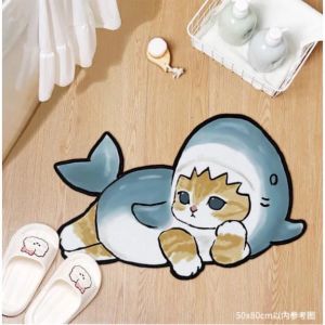 VIKAMA Cute Cartoon Cat Rug - Bathroom Non-slip Water Absorbing Floor Mat - Living Room and Bedroom Decorative Floor Mat