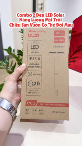 Combo 2 Đèn LED Solar NLMT Năng Lượng Mặt Trời Chiếu Sân Vườn ECO SGL03 ĐM (100lm đổi màu Chống nước IP65 tấm pin tích hợp)