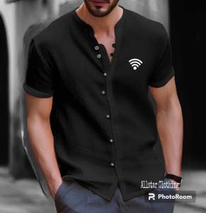 Allstar - Kaos V Neck Style Kemeja Lengan Pendek Wi-Fi Distro / Kaos Kemeja / Kaos V Neck Kancing / Kaos Kemeja Kancing / Kaos Kemeja Pria / Kaos Kancing Kemeja / Kaos Keren Kemeja / Kaos Pria / Kaos V Neck Style Kancing / Kaos Kancing