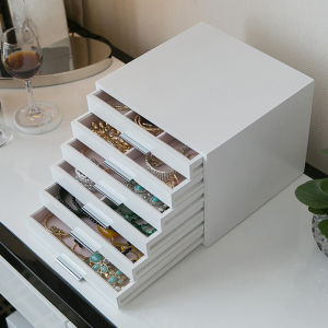 Large Capacity Multi-Layer Jewelry Box Six Layers Solid Wood Drawer Type Jewelry Storage Box Jewelry Case Birthday Gift Women