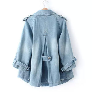 Womens A-Line Denim Short Jacket Spring Autumn Fashion Brand Small French Style Big Size Coat Casual Commute Style Cotton